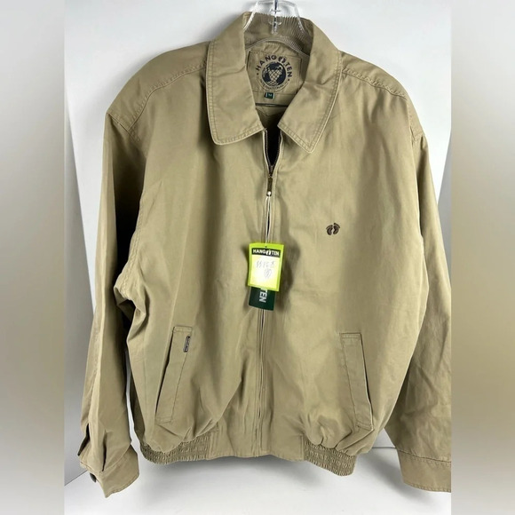 Vintage Hang Ten Men's Beige Bomber style Jacket Size L Casual Lightweight - Picture 10 of 10